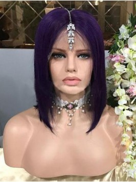 Purple Long Straight 360 Lace Remy Human Hair Wig