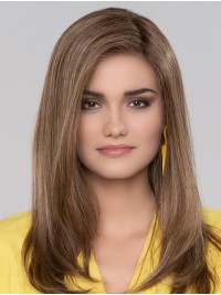 Long Straight Brown Without Bangs Comfortable Human Hair Wigs