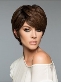 Fashion Brown Cropped Straight 6" Boycuts Human Hair Wigs