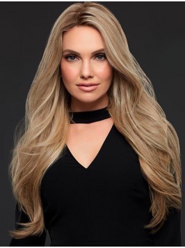 Good Blonde Long Wavy Without Bangs Human Hair Wig...