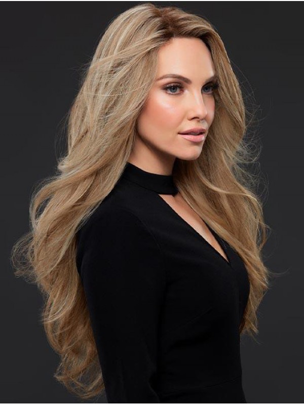 Good Blonde Long Wavy Without Bangs Human Hair Wigs