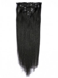 Black Long Straight Clip In Extension