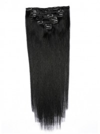 Black Long Straight Clip In Extension