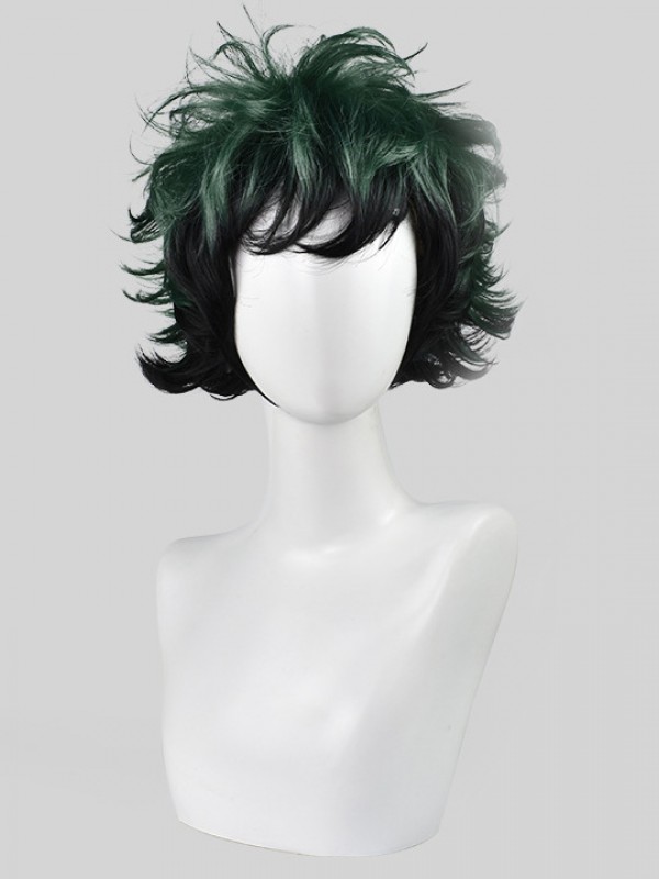 My Hero Academy Little Hero Green Valley Dual-Color Capless Synthetic Cosplay Wigs 10 Inches