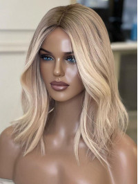 Long Blonde Glueless Natural Full Lace Human Hair Wigs