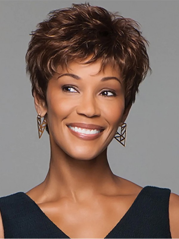 Short Textured Lightweight Wavy Synthetic Capless Wigs