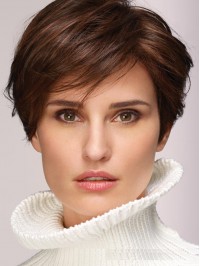 Ladies Wigs Brown 6" Cropped Synthetic Boycuts Wigs