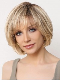 Ladies Wigs Natural Layered Bob Synthetic Wigs With Bangs