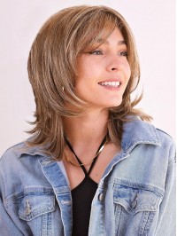 Straight 12" Layered Capless Synthetic Women Wigs