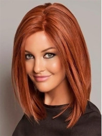 Shoulder Length Bob Straight Ginger Red Wigs