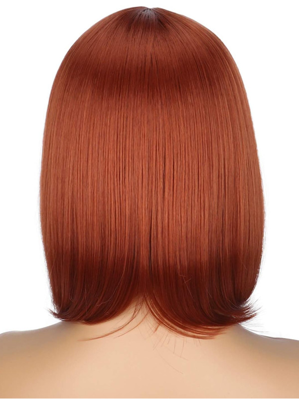 Shoulder Length Bob Straight Ginger Red Wigs