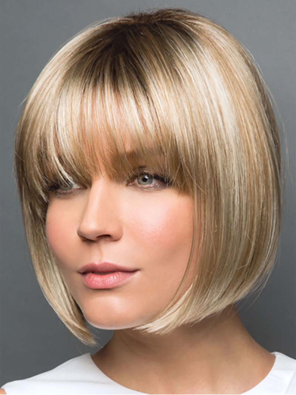 Short Brown Bob Capless Synthetic Halloween Wig