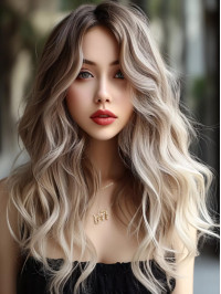 Long Blonde Without Bangs Deep Wave Synthetic Wigs