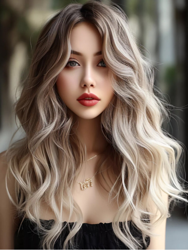 Long Blonde Without Bangs Deep Wave Synthetic Wigs