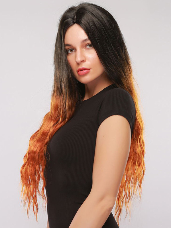 Middle Parting 26" Ombre Natural Water Wave Synthetic Wigs