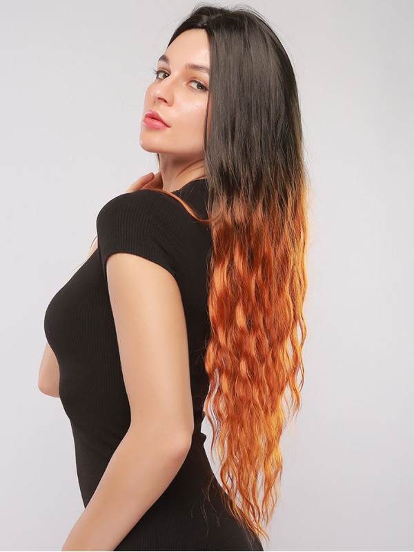 Middle Parting 26" Ombre Natural Water Wave Synthetic Wigs