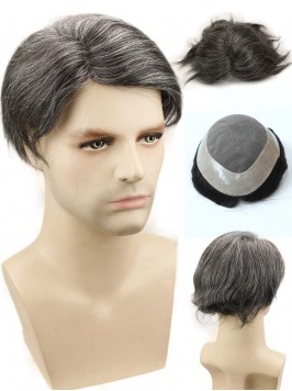 Short Straight Human Hair Men Toupee Mtoup201120