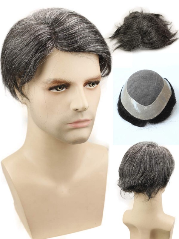 Short Straight Human Hair Men Toupee Mtoup201120