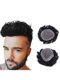 Short Straight Human Hair Men Toupee Mtoup201133