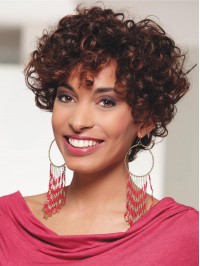 Fabulous Auburn Chin Length Curly With Bangs New Design Wigs