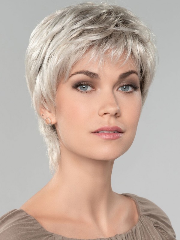 Straight Short 8" Capless Affordable Grey Wigs