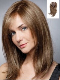 Natural Brown Straight Remy Human Hair Mono Hair Pieces