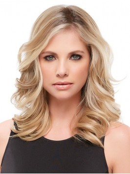 Natural Wavy Blonde Remy Human Hair Mono Hair Piec...