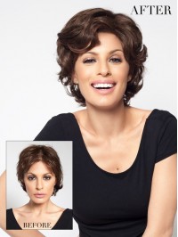 Short Wavy Auburn 100% Human Hair Mono Hair Pieces