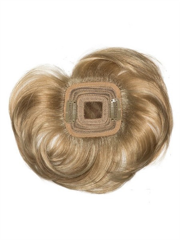 Short Wavy Brown 100% Human Hair Lace Hair Pieces