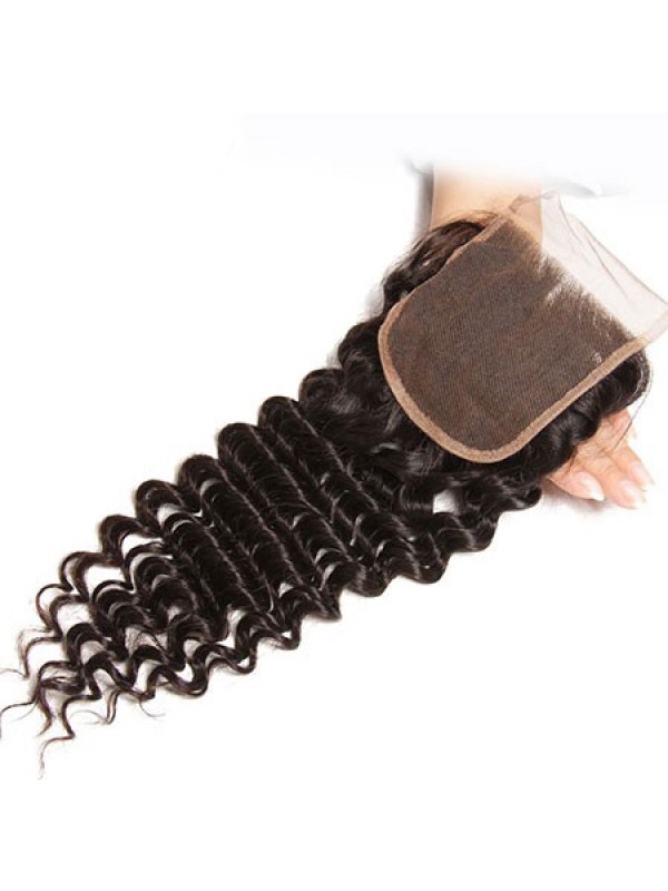 Deep Wave Virgin Hair Weave 3 Bundles With Lace Closure Soft Unprocessed Virgin Human Hair