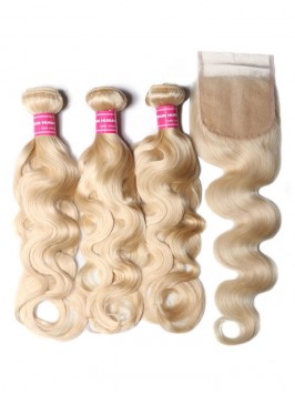 Best Virgin Human Hair 3PCS 613 Blonde Virgin Huma...