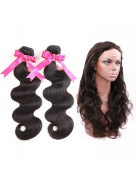 Brazilian 2 Bundles Body Wave Virgin Human Hair wi...