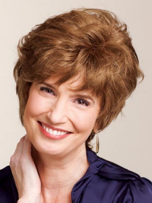 Layered Short Wavy Human Hair Capless Wigs 6 Inches