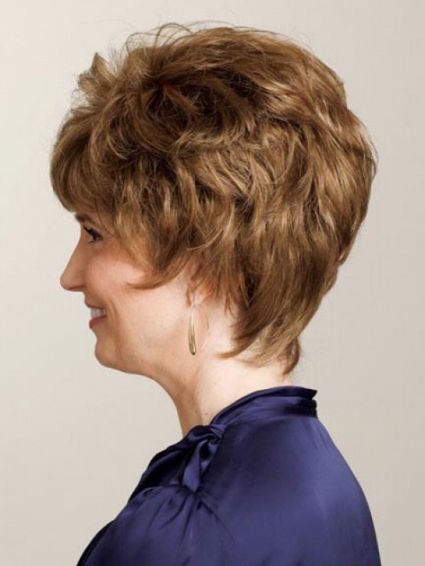 Layered Short Wavy Human Hair Capless Wigs 6 Inches