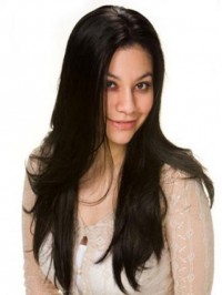 Black Long Straight Lace Front Remy Human Hair Wigs 28 Inches