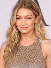 Gigi Hadid Central Parting Long Lace Front Wavy Remy Human Hair Wigs 20 Inches