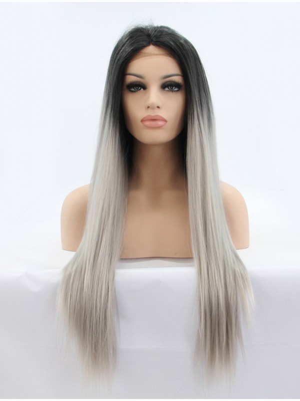 26" Straight Ombre  Lace Front Synthetic Wigs