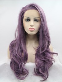 Long Grey Wavy Layered Lace Front Synthetic Wigs