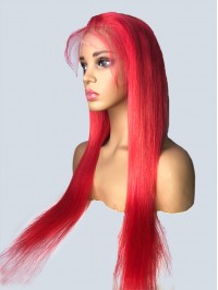 Long Smooth Red Lace Front Human Hair Wigs With Baby Hair