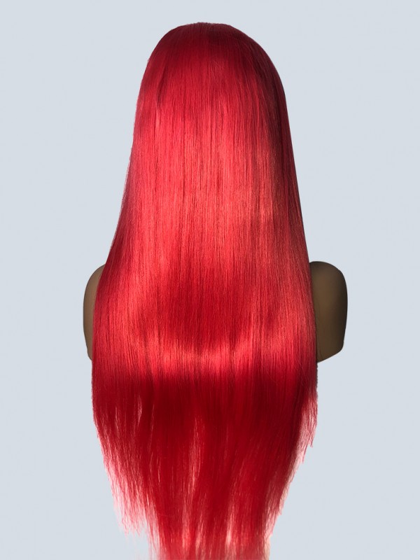 Long Smooth Red Lace Front Human Hair Wigs With Baby Hair