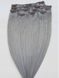 7Pcs Clip In Sterling Silver Synthetic Hair Extensions