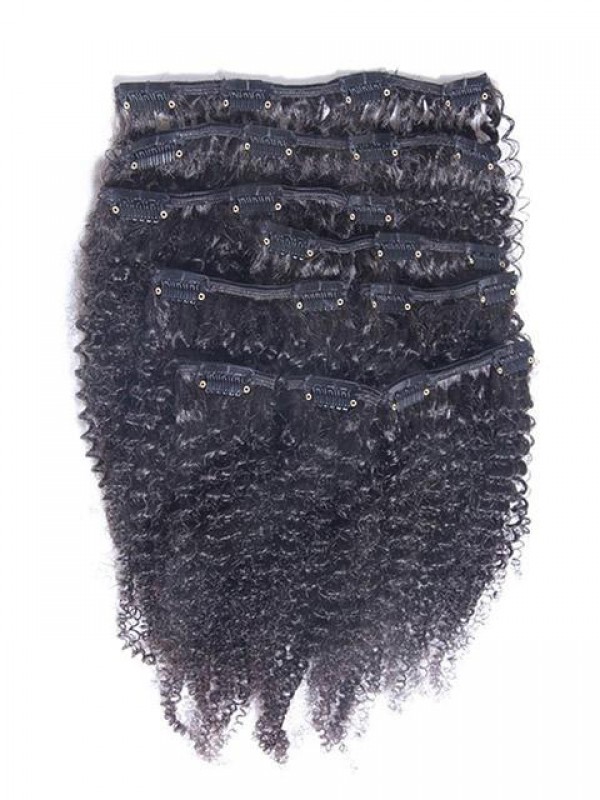 Virgin Afro Kinky Curly Human Hair Clip In Full Head