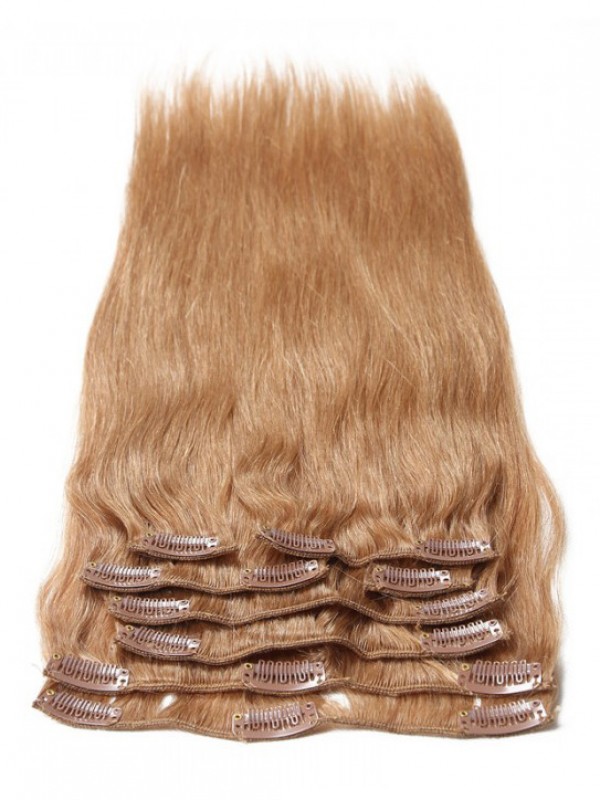 115g Platium Blonde Clip In Hair Cheap Virgin Hair Extensions 8Pcs/set