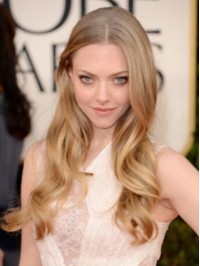 Amanda Seyfried Central Parting Blonde Long Wavy Lace Front Human Hair Wigs