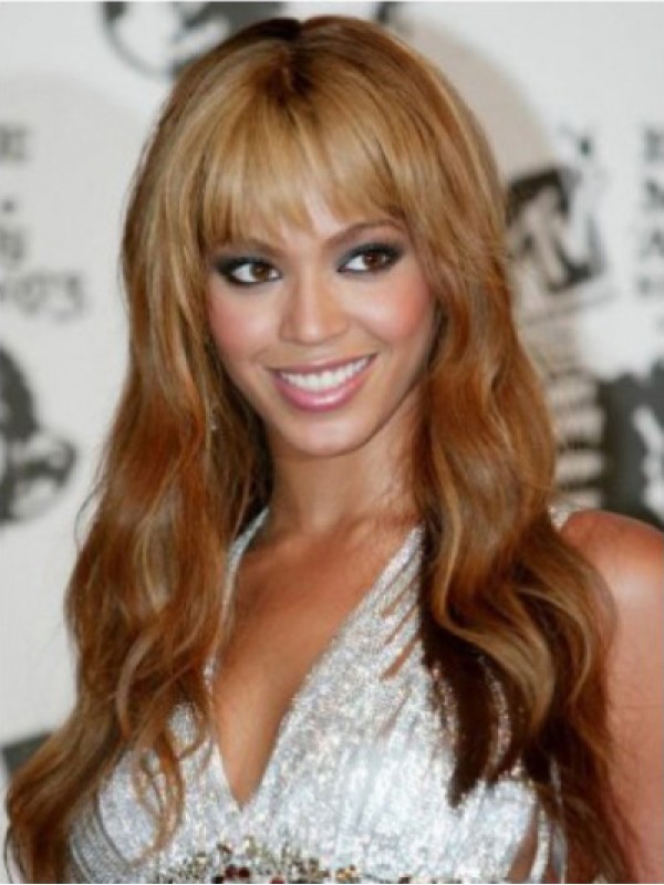 Beyonce Long Wavy Full Lace Human Hair Wigs With Bangs