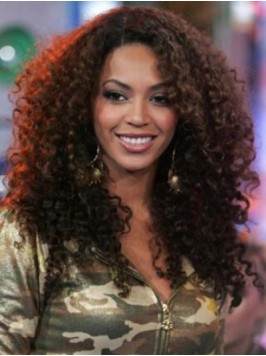 Beyonce Long Curly Capless Human Hair Wigs With Si...