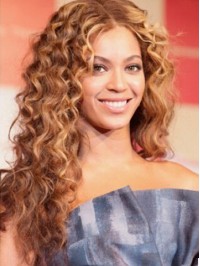 Beyonce Central Parting Long Curly Capless Human Hair Wigs