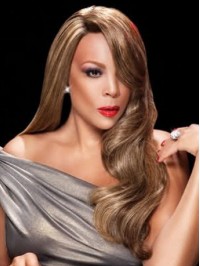 Wendy Williams Long Wavy Capless Human Hair Wigs With Side Bangs