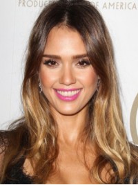 Jessica Alba Central Parting Lace Front Wavy Human Hair Wigs