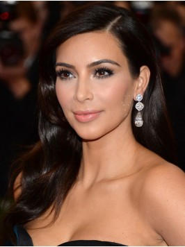 Kim Kardashian Wavy Long Lace Front Human Hair Wig...